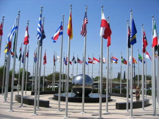 Chapman University Orange CA Global Donor Citizens Plaza Flags