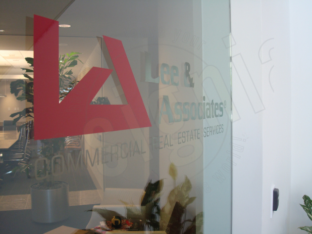 Lee and Associates Cut Vinyl Lettering Glass Sign Anaheim CA
